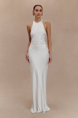 Rinna Satin Halter Maxi Dress - Ivory