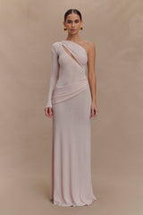 Alexius One Shoulder Knit Maxi Dress - Dusty Pink