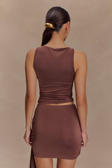 Alicent Slinky Beaded Top - Chocolate