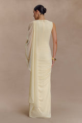 Amandine Ruched Slinky Maxi Dress - Lemon