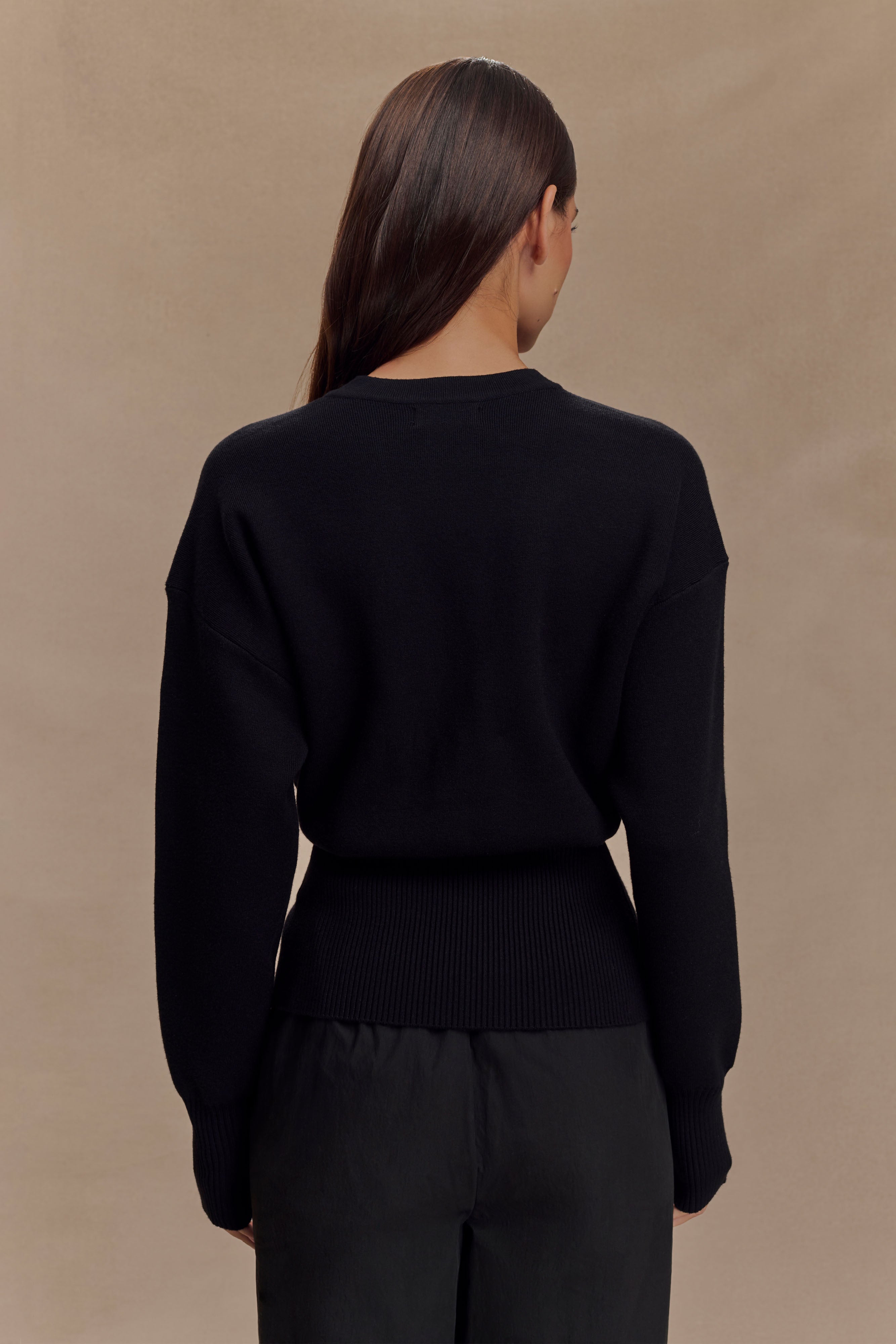 Alexia Buttoned Oversized Cardigan - Black