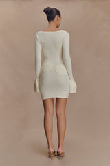Amari Knit Crochet Knit Mini Dress - Ivory