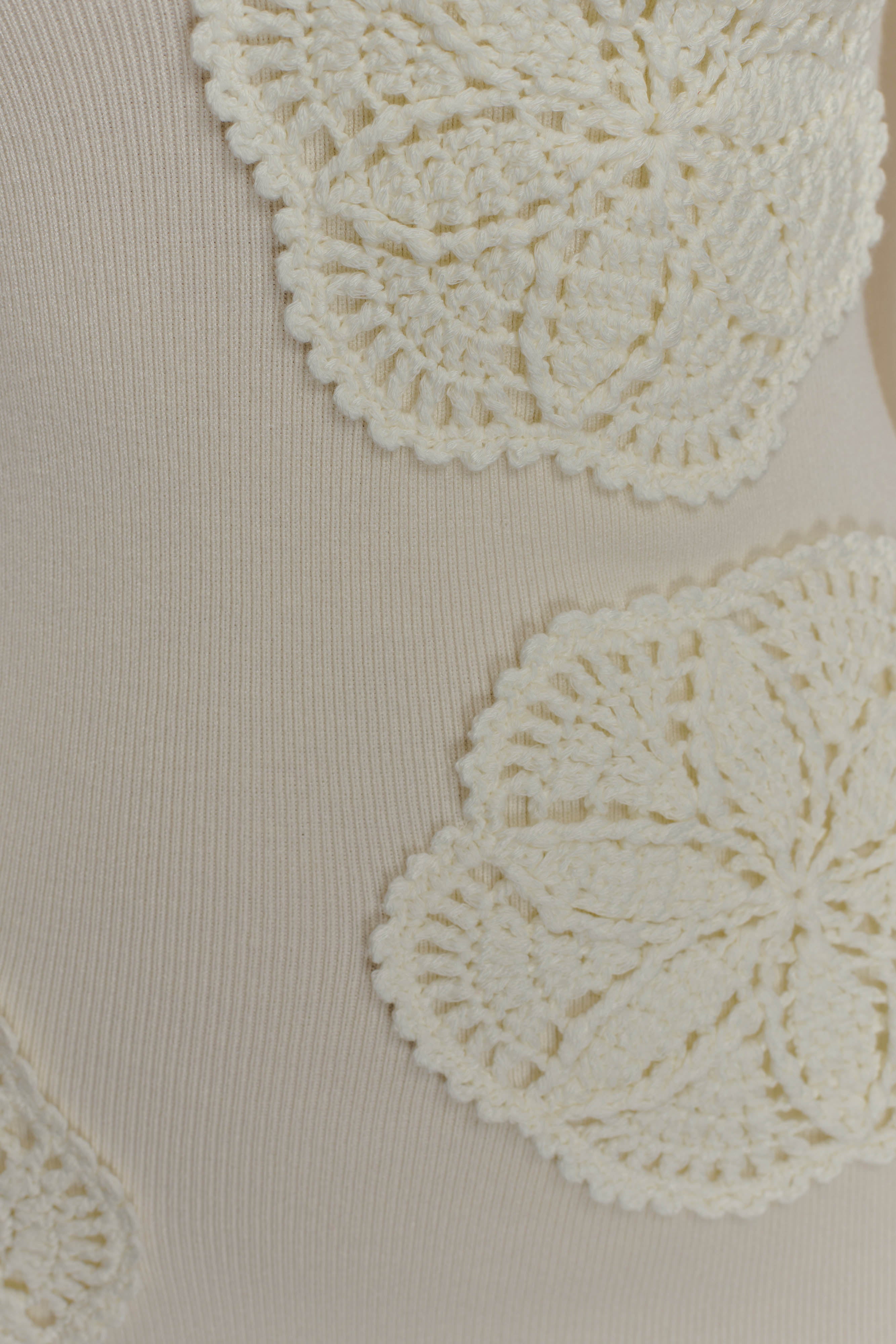 Amari Knit Crochet Knit Mini Dress - Ivory