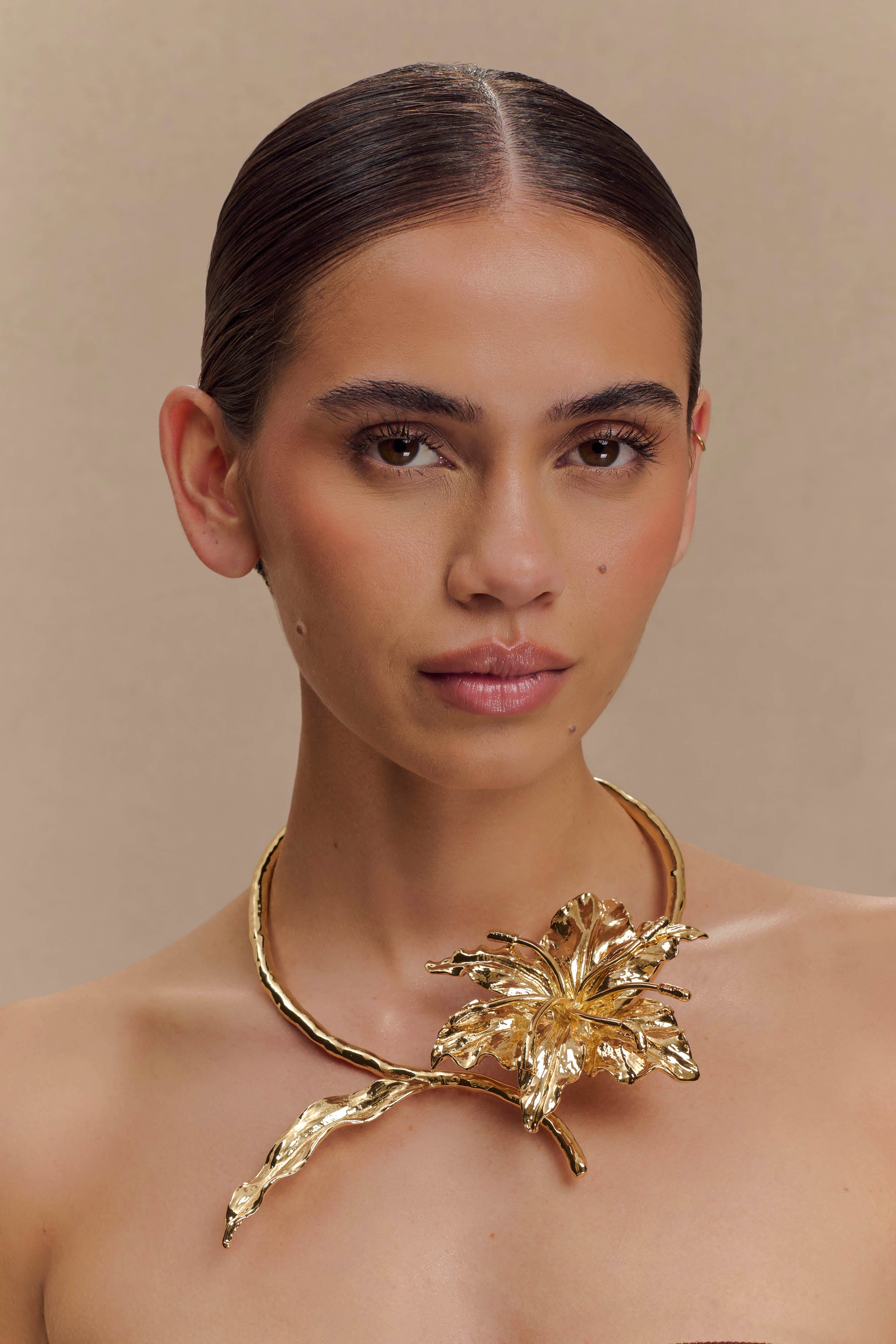 Allona Floral Choker - Gold