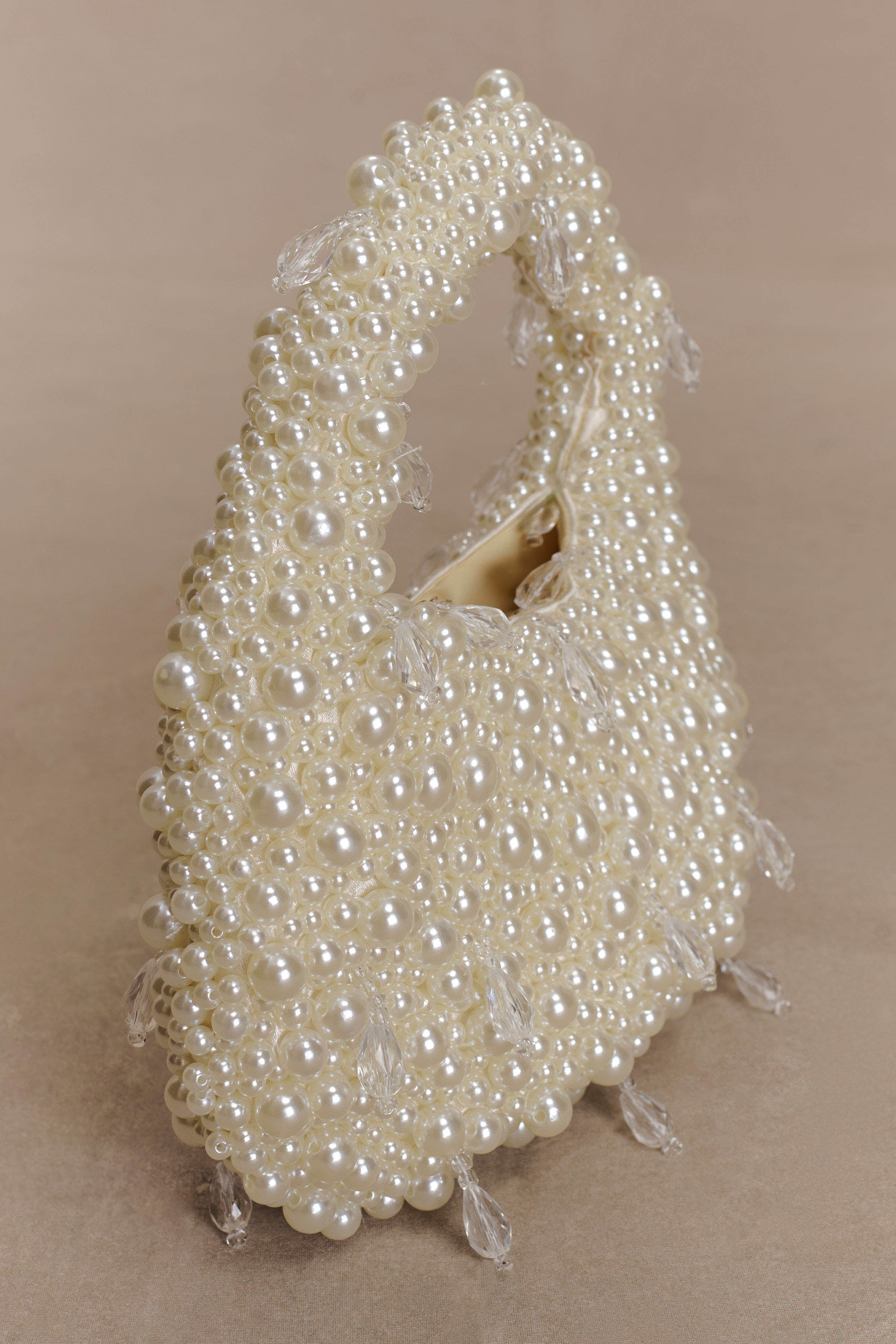 Amara Pearl Teardrop Beaded Bag - White