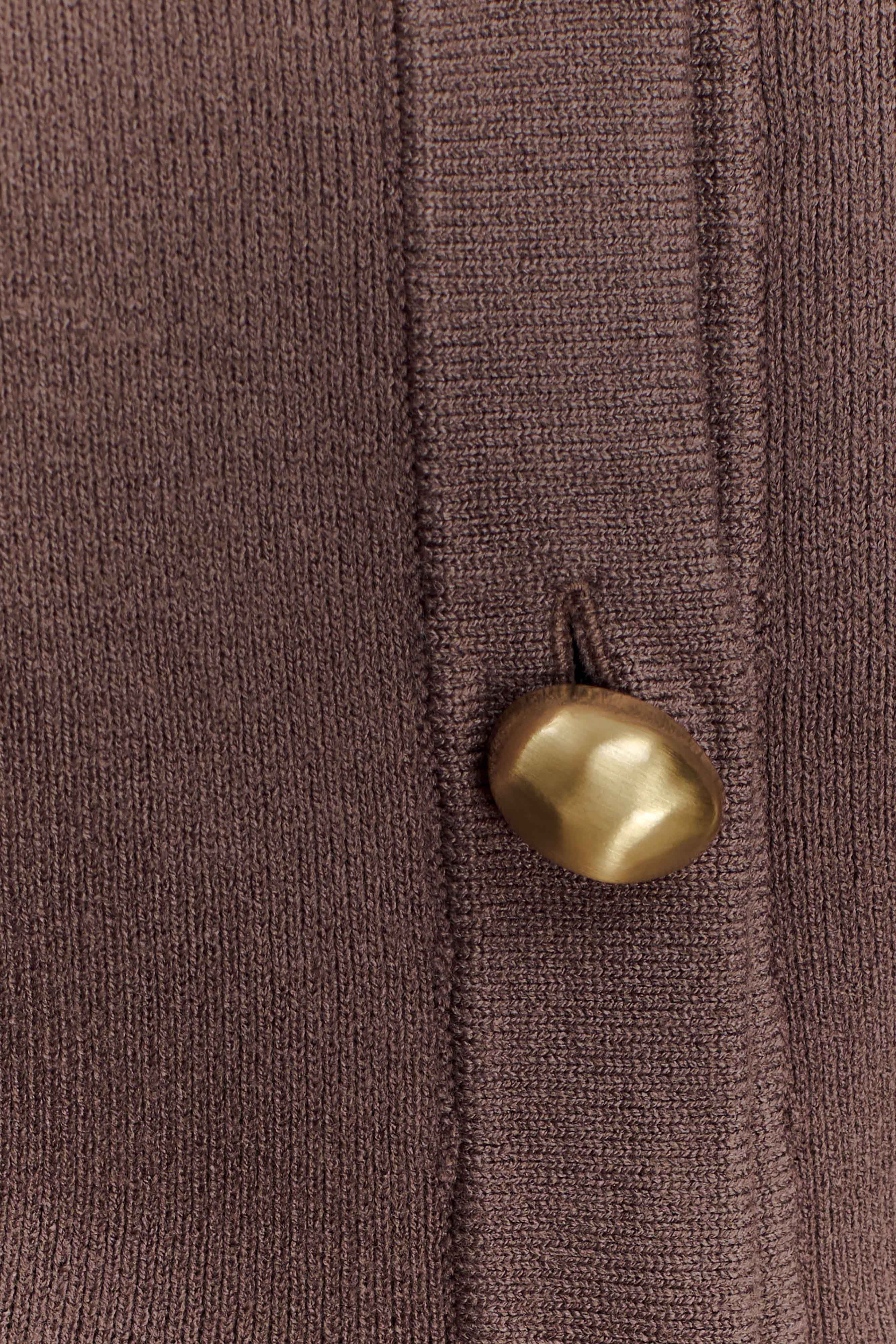 Amanda Statement Button Knit Cardigan - Cacao Brown