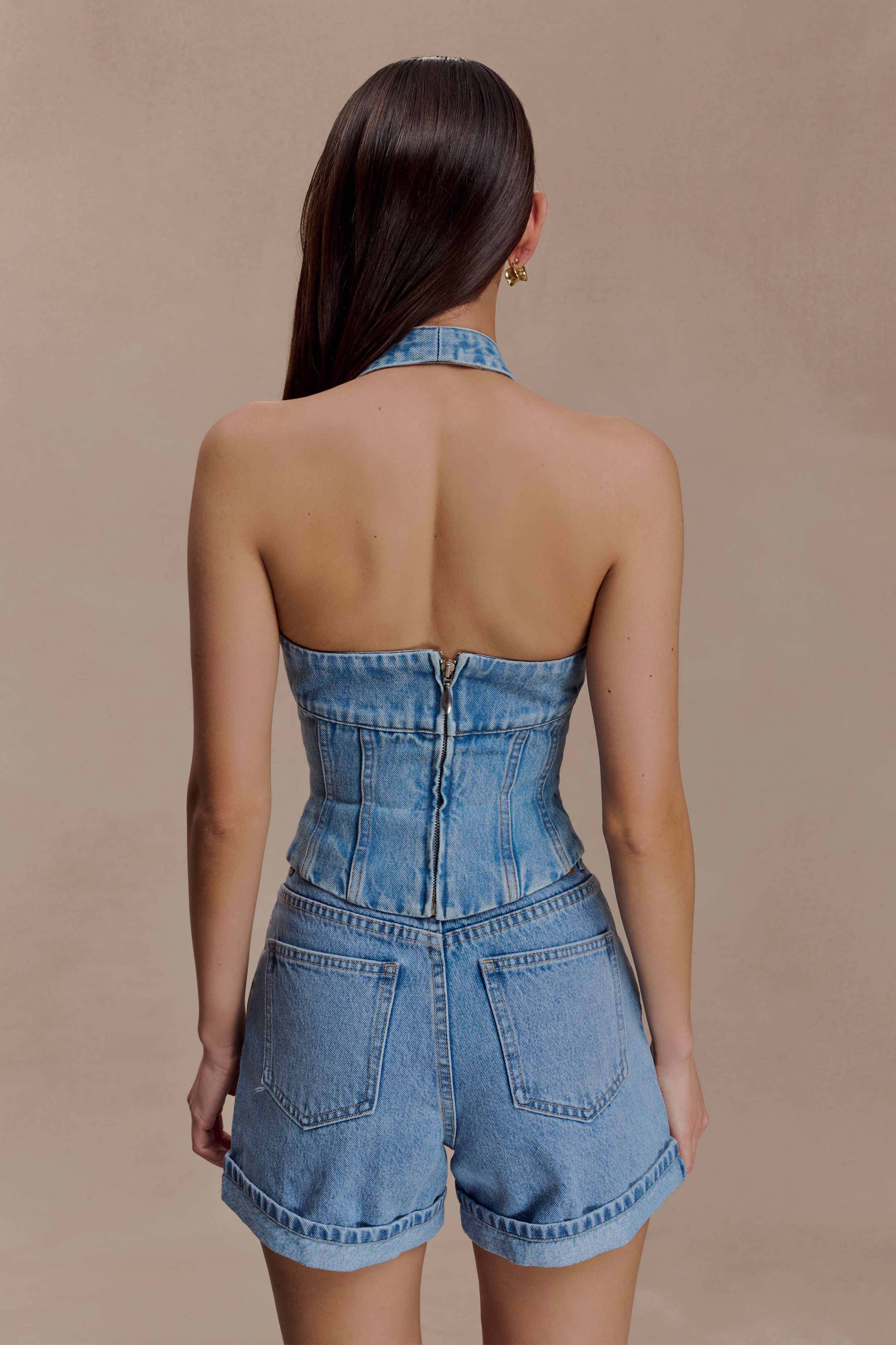 Carlene Cuffed Denim Shorts - Classic Blue