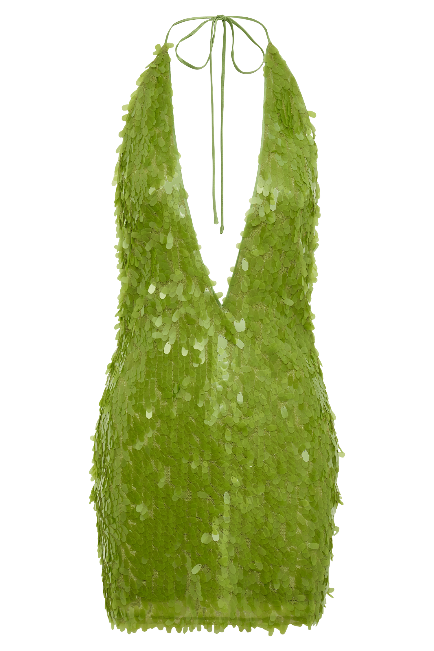 Primrose Sequin Halter Mini Dress - Parakeet Green