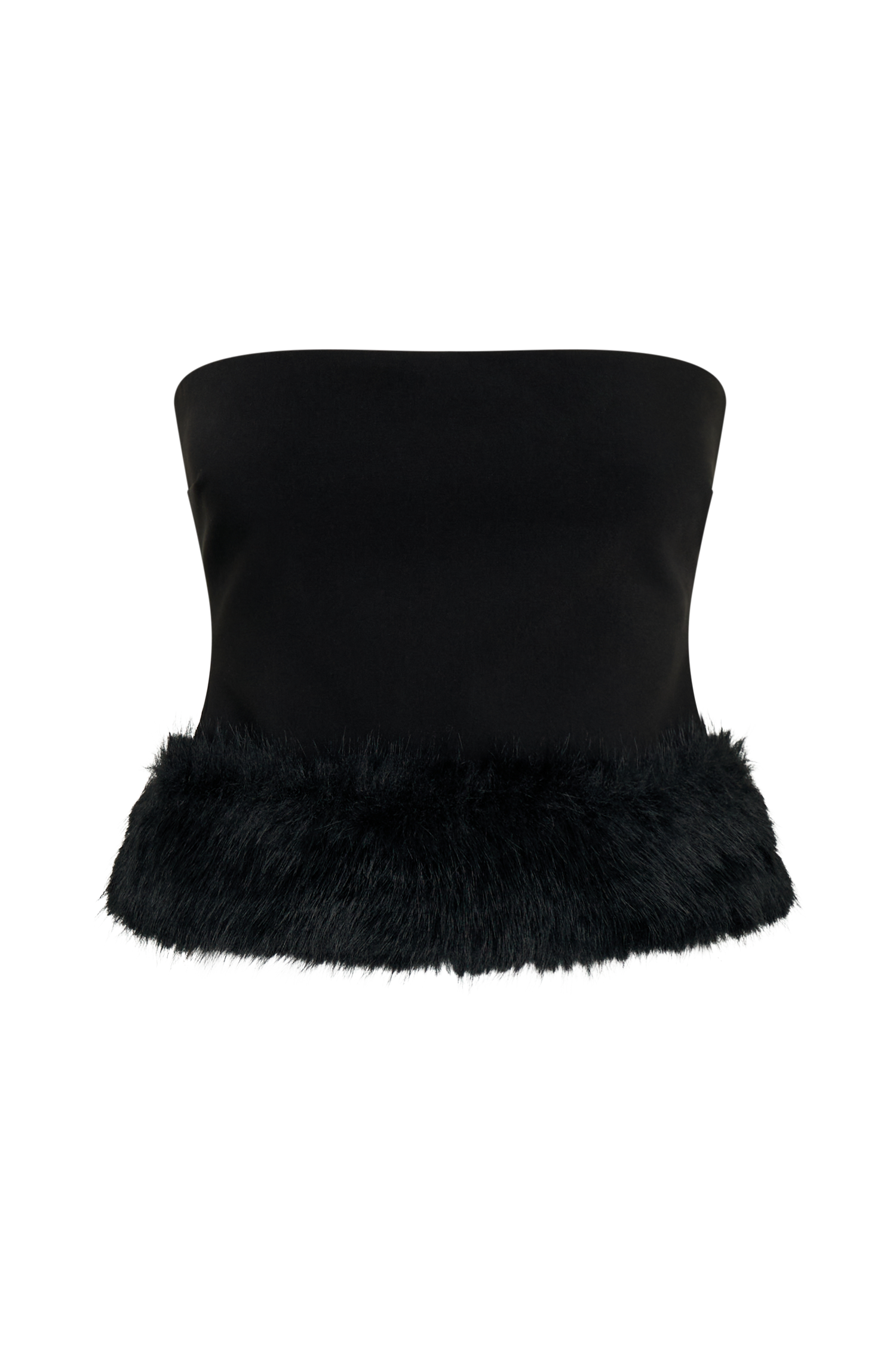 Jacklyn Strapless Faux Fur Top - Black