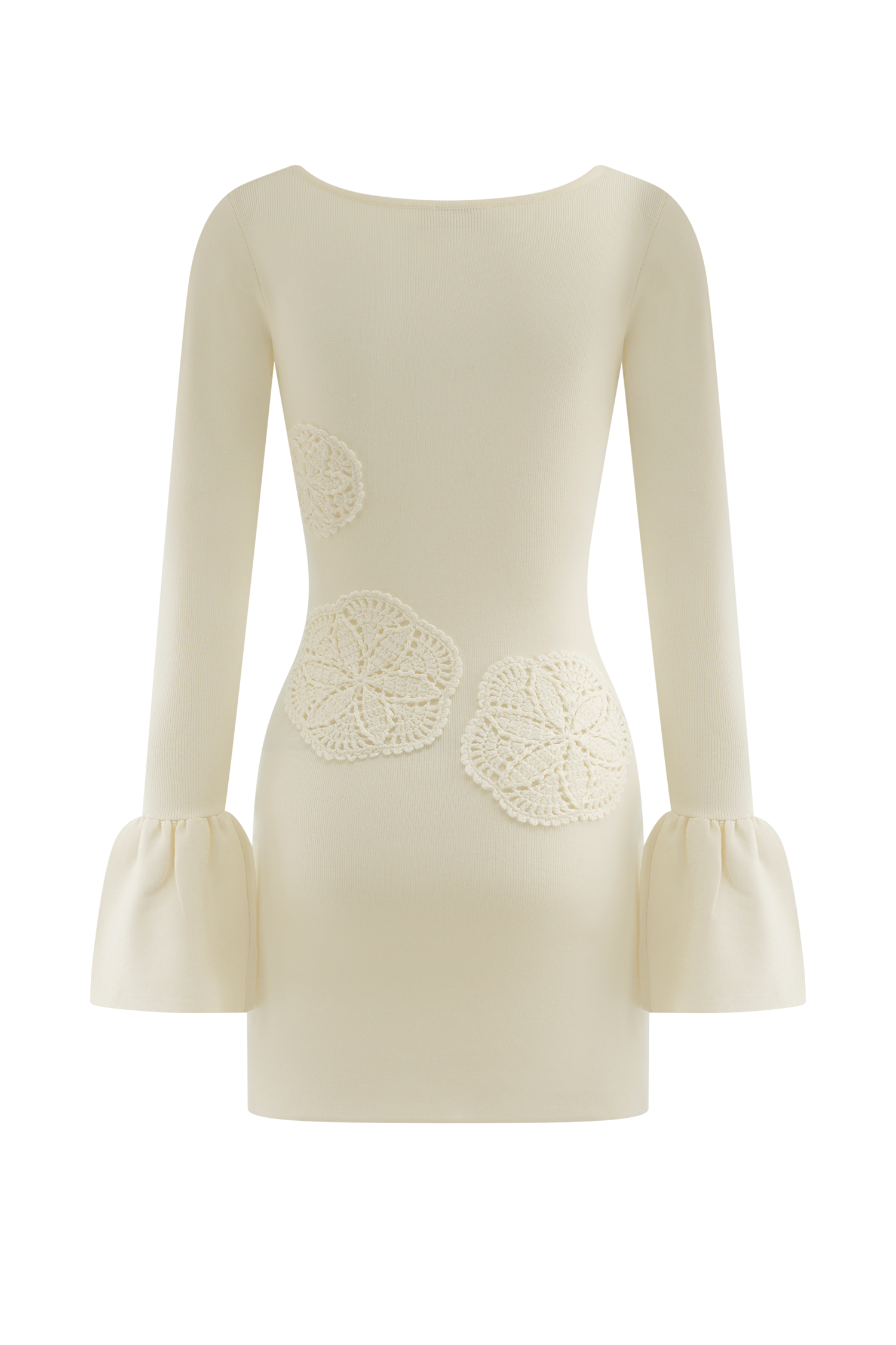 Amari Knit Crochet Knit Mini Dress - Ivory