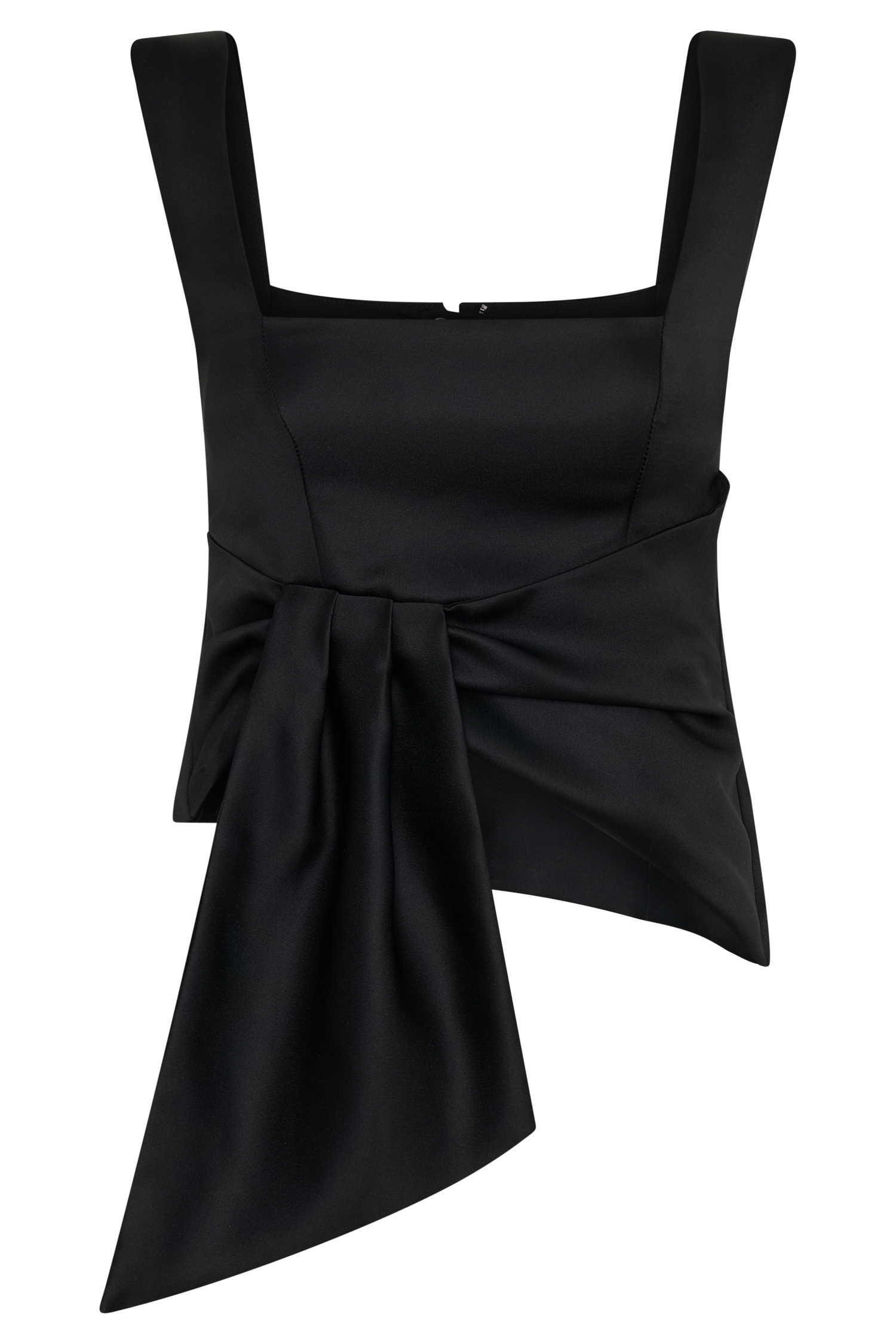 Bryony Satin Structured Sleeveless Top - Black