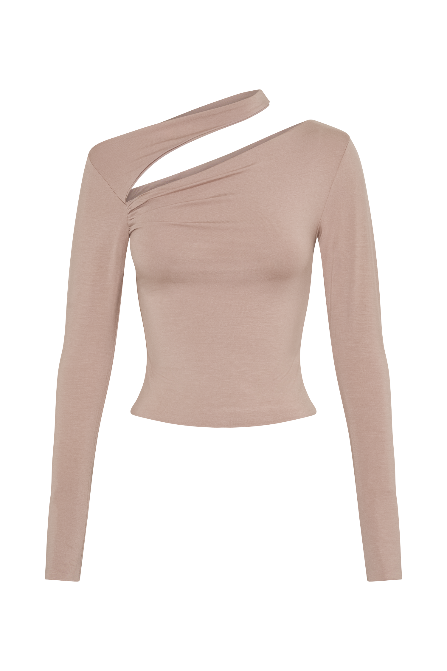 Sasha Modal Long Sleeve Top With Cut Out - Mushroom